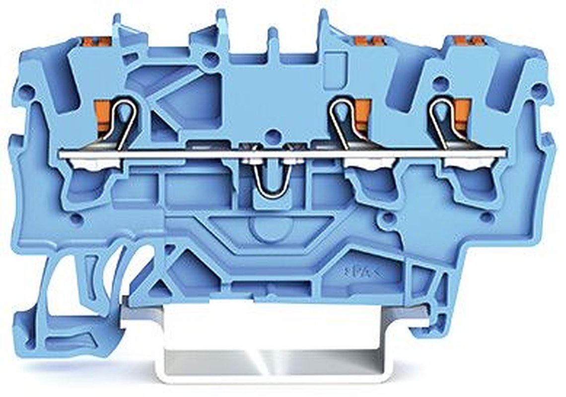 WAGO 2201-1304 Feed Through Terminal Block Blue, 1.5mm², 1-Level, Cage Clamp, IECEx, ATEX