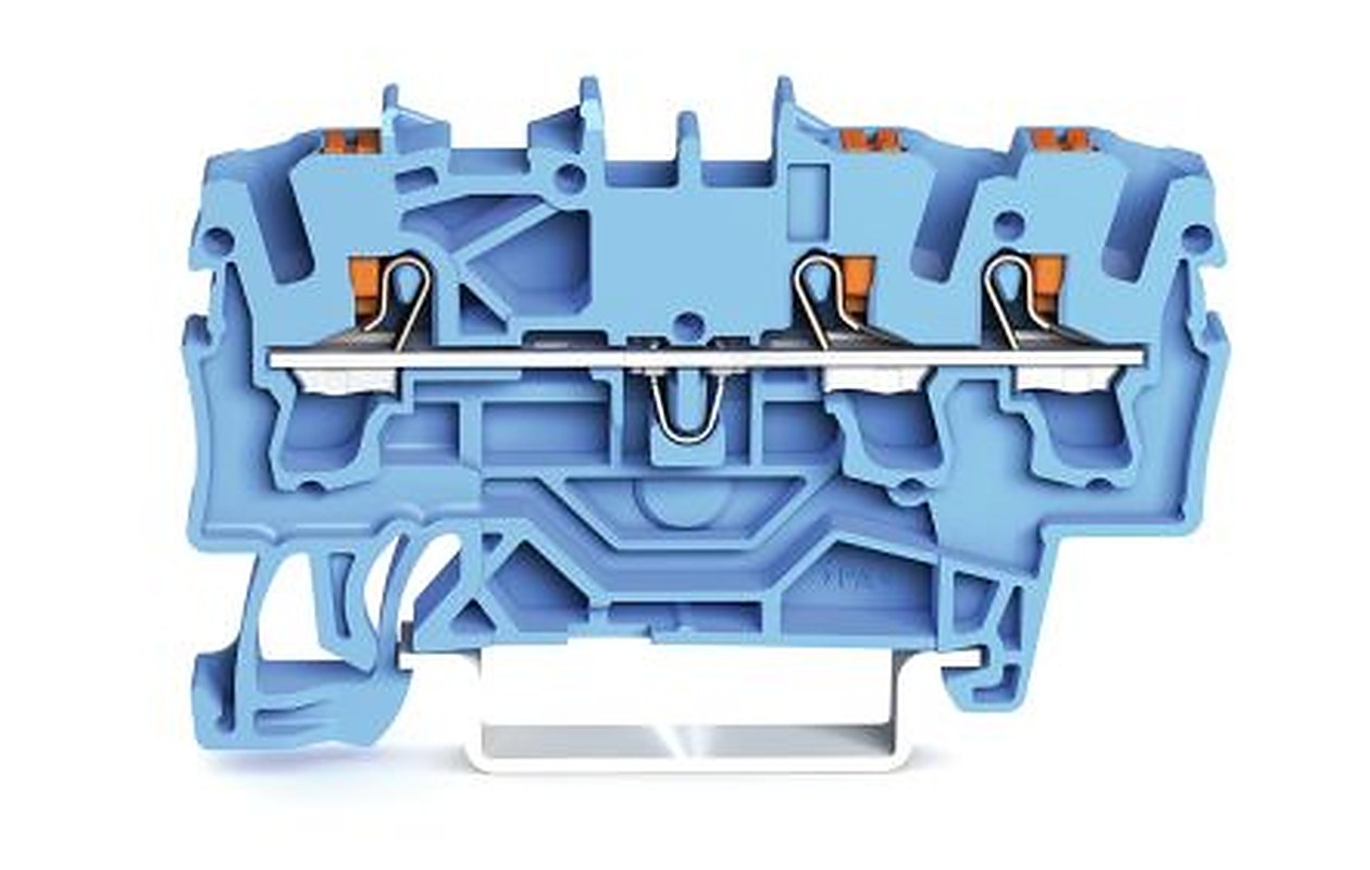 WAGO 2202-1304 Feed Through Terminal Block Blue, 2.5mm², 1-Level, Cage Clamp, IECEx/ATEX