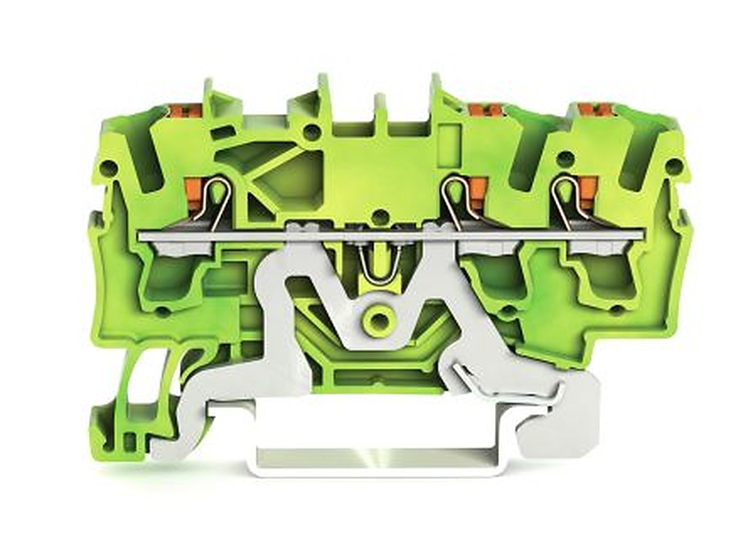 WAGO 2202-1307 Earth Terminal Block Yellow, Green, 2.5mm², 1-Level, Cage Clamp, IECEx/ATEX