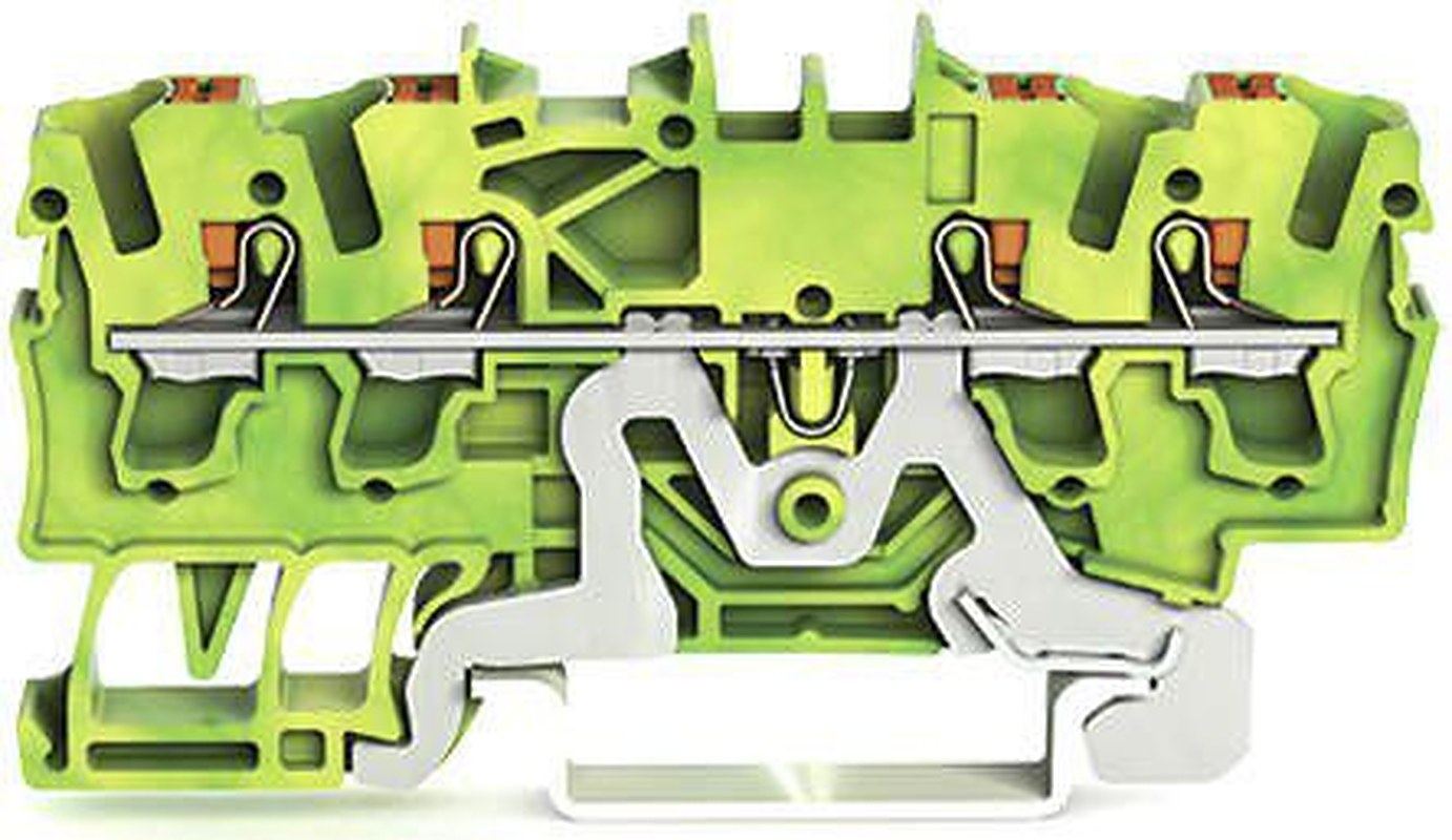 WAGO 2202-1407 Earth Terminal Block Yellow, Green, 2.5mm², 1-Level, Cage Clamp, IECEx/ATEX