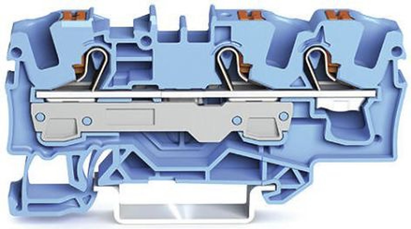 WAGO 2206-1304 Feed Through Terminal Block Blue, 6mm², 1-Level, Cage Clamp, IECEx/ATEX