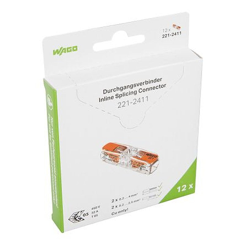 WAGO, 221 Wire Splice Splice Connector, Clear, Insulated 16 AWG