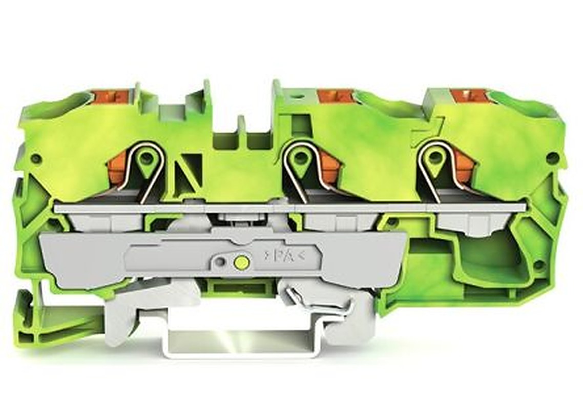WAGO 2210-1307 Earth Terminal Block Green, Yellow, 10mm², 1-Level, Cage Clamp, ATEX, IECEx