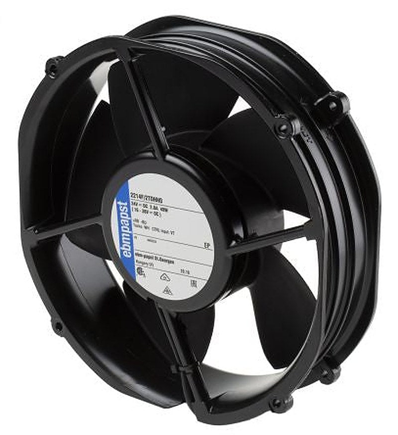 ebm-papst 2200 FTD Series Axial Fan, 24V dc, 940 m³/h, 48 W, 2 A Max, IP20 220 mm 220mm 50.8 mm