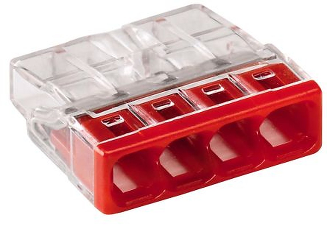 WAGO 2273 COMPACT PUSH WIRE Series Junction Box Connector, 4-Way, 16AWG, 20 AWG Wire, 24A Push-in