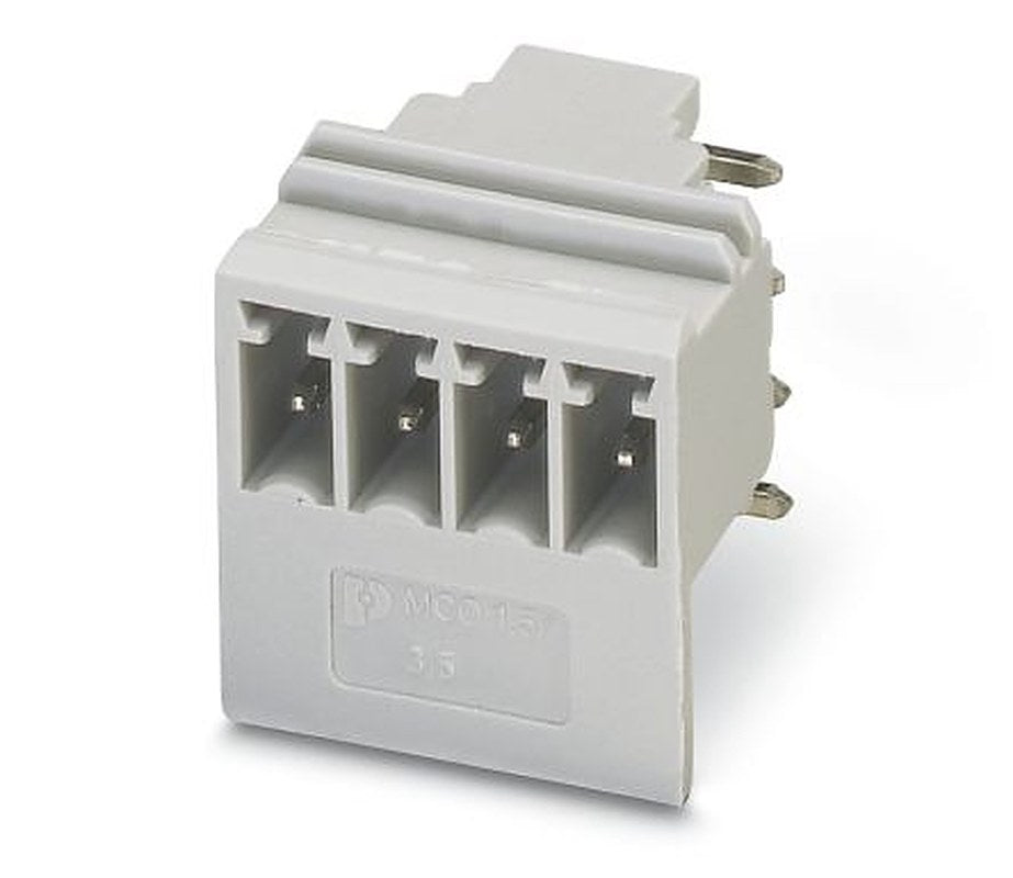 Phoenix Contact 5, MCO 1 Series Right Angle Pluggable Terminal Block, 4 Contact(s), 3.5 mm Pitch, 1 Row