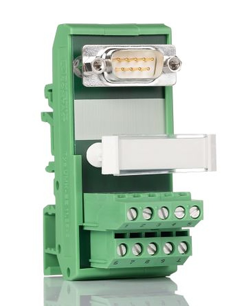 Phoenix Contact FLKM-D9 SUB/S Series 9-Contact Male Interface Module, D-Sub Connector, DIN Rail, 2.5A