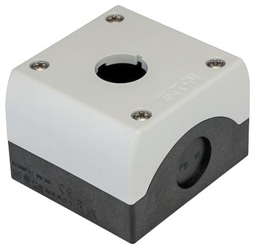 Eaton Dark Grey, Light Grey Plastic RMQ Titan M22 Push Button Enclosure - 1 Hole 22 mm Diameter