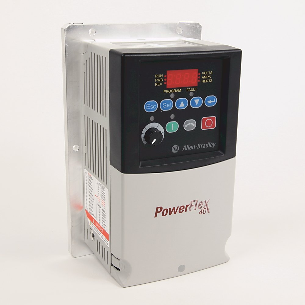 PowerFlex 40 AC Drive, 100...120V AC, 1PH, 6 Amps, 1.1 kW, 1.5 HP,Frame Size B, Replacement Plate Drive - IP20, NEMA/UL Type Open, LED Display, Digital Keypad, No CE Compliant Filter, RS485