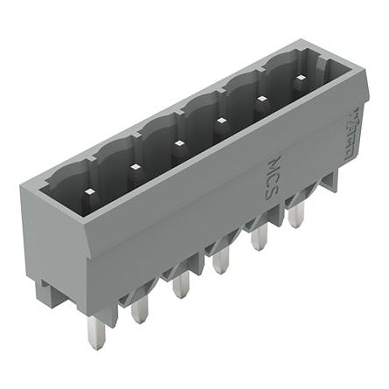 WAGO 231 Series Straight Horizontal and Vertical Mount Header, 6 Contact(s), 1.2 mm Pitch, 1 Row, Unshrouded
