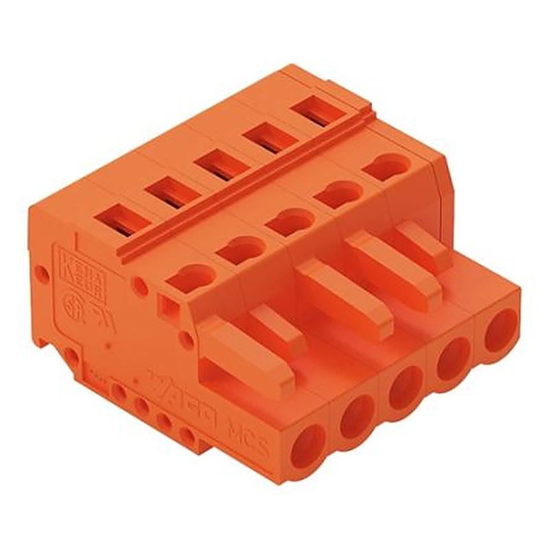 WAGO 231 Series Cable Pluggable Connector Male/Female Cage Clamp, 5-Pole, 16A, 5-Way