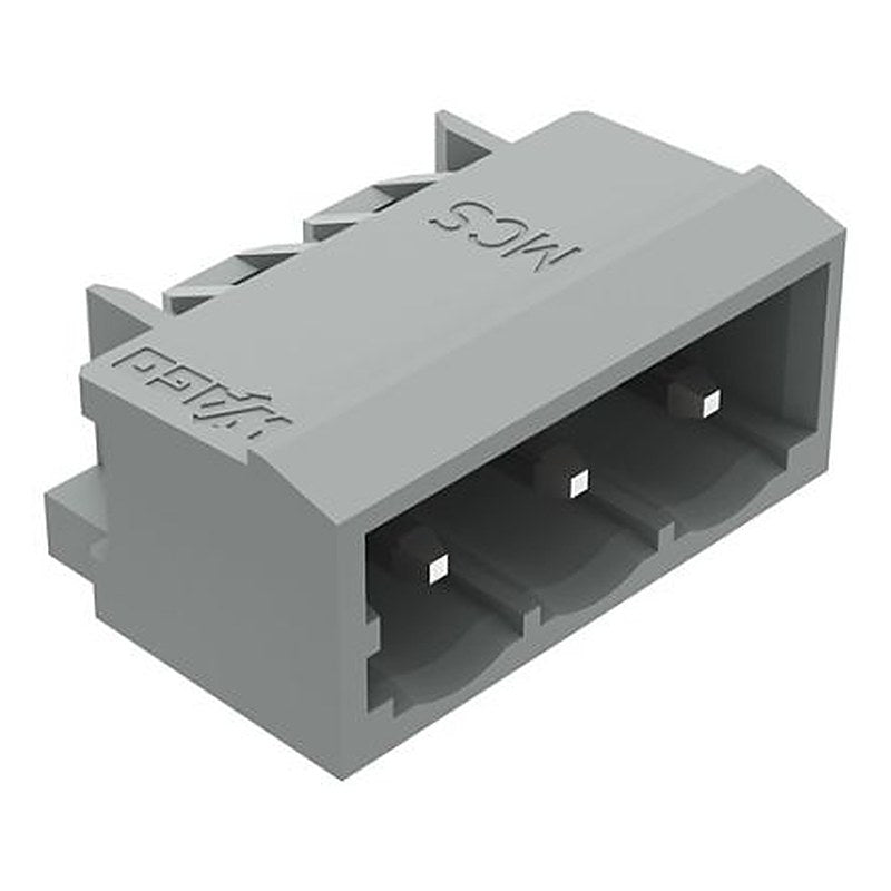 WAGO 231 Series Angled Horizontal and Vertical Mount PCB Header, 3 Contact(s), 5 mm Pitch, 1 Row, Shrouded