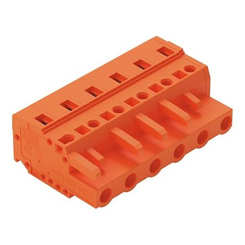 WAGO 231 Series Free Hanging Pluggable Connector Female Cage Clamp, 6-Pole, 16A, 6-Way
