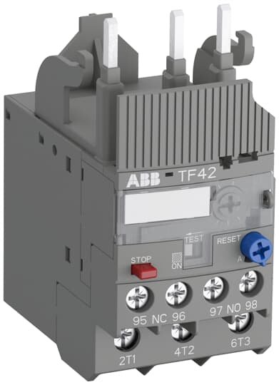 The ABB Thermal overload relays are economic electromechanical protection devices for the main circuit. They offer reliable protection for motors in the event of overload or phase failure. The thermal overload relay can make up a compact starting solution together with contactors. Trip class 10 Adjustable current setting ranges Overload protection with phase loss sensitivity Temperature compensation up to +60°C Automatic or manual reset, sealable Stop and test function