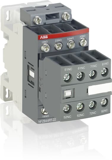 ABB NFZ Series Contactor Relay, 130V DC Control Voltage, 8NO Auxiliary Contacts - 1SBH136060R2280 This contactor relay is designed for use in critical applications within the automation and electrical sectors. It offers an 8NO configuration, making it suitable for efficient switching of auxiliary and control circuits. With dimensions of 86mm x 45mm x 86mm, it operates effectively in harsh environments, ranging from -40°C to +70°C. Features & Benefits • Complies with major railway rolling stock standards for