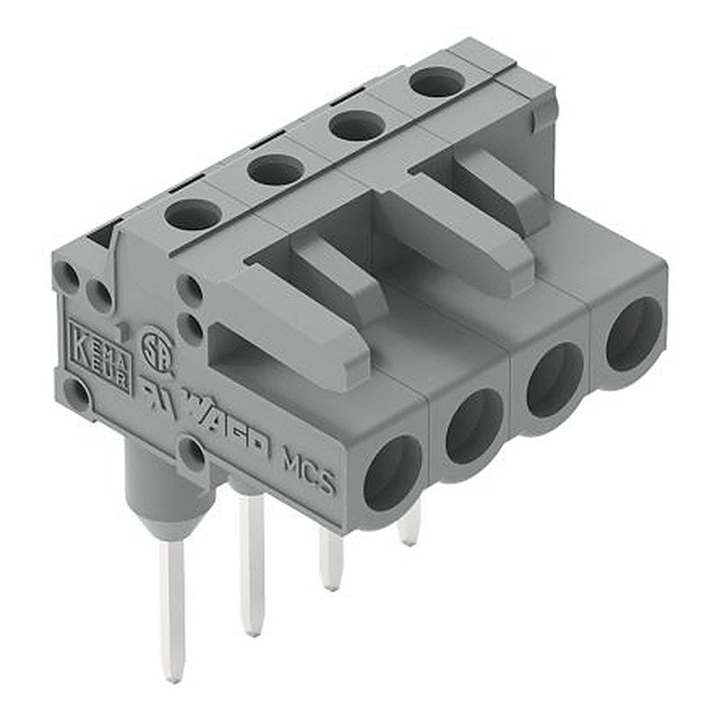 WAGO 232 Series Angled PCB PCB Connector, 4-Contact, 1 Row, 5 mm Pitch Solder