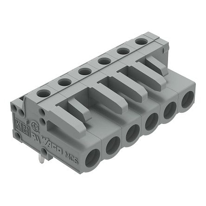 WAGO 232 Series Angled PCB PCB Header, 6-Contact, 1 Row, 5 mm Pitch Solder