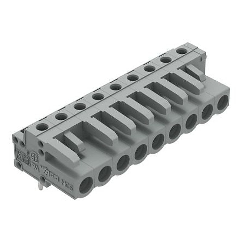 WAGO 232 Series Angled PCB PCB Header, 9-Contact, 1 Row, 5 mm Pitch Solder