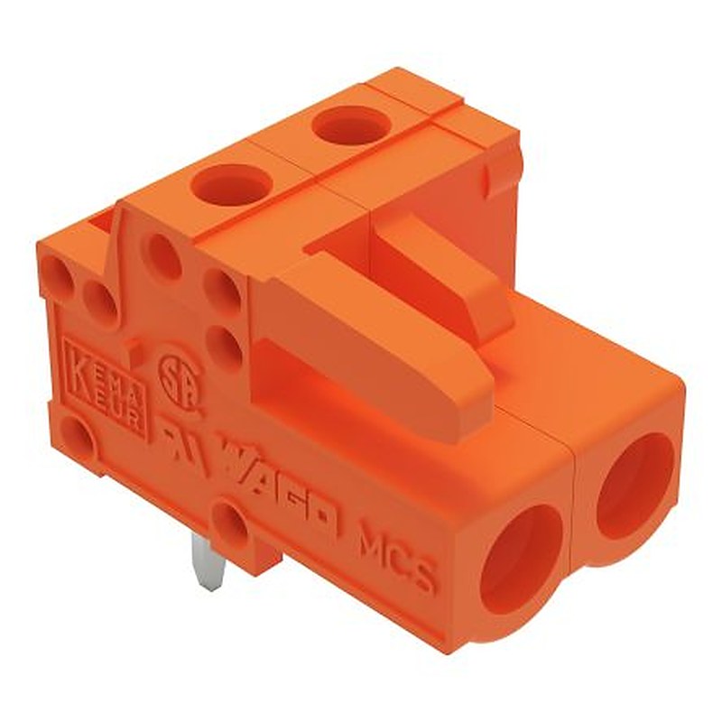 WAGO 232 Series Angled PCB PCB Header, 2-Contact, 1 Row, 5.08 mm Pitch Solder