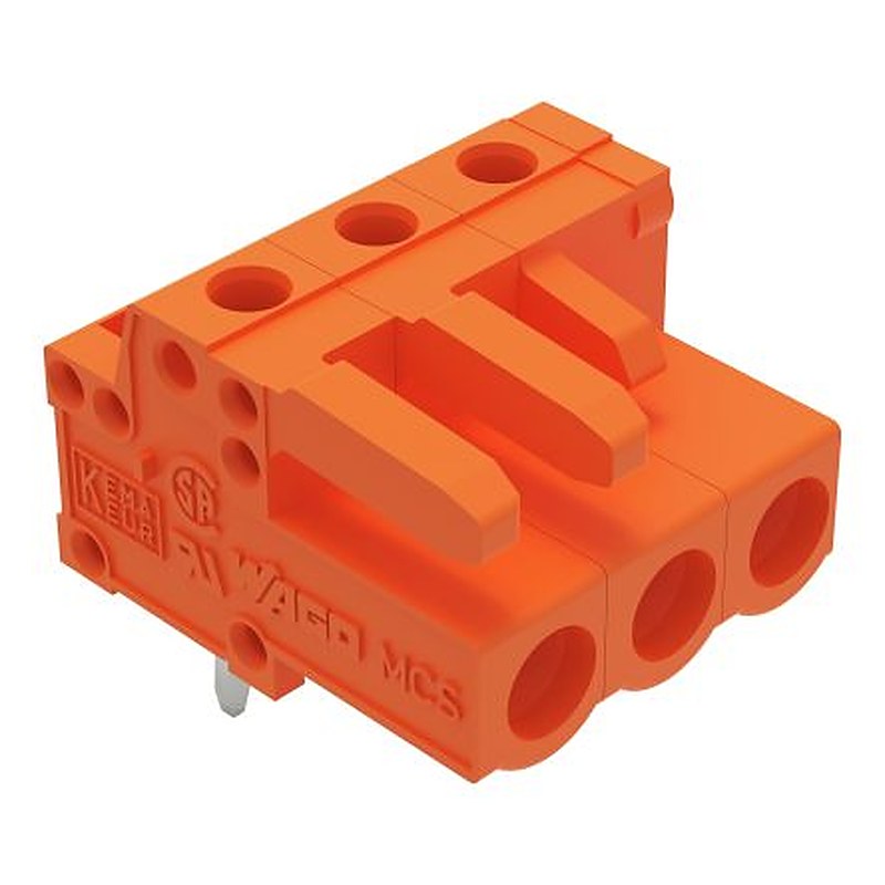 WAGO 232 Series Angled PCB PCB Header, 3-Contact, 1 Row, 5.08 mm Pitch Solder Pin