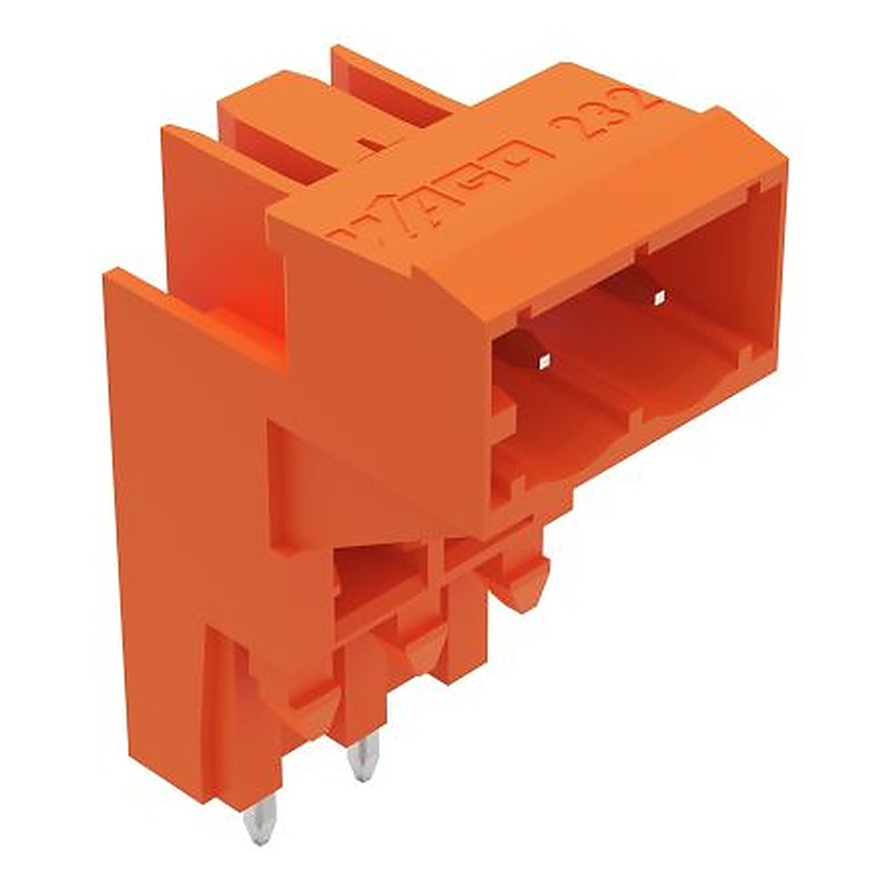 WAGO 232 Series Angled PCB PCB Header, 2 Contact(s), 5.08 mm Pitch, 1 Row, Shrouded