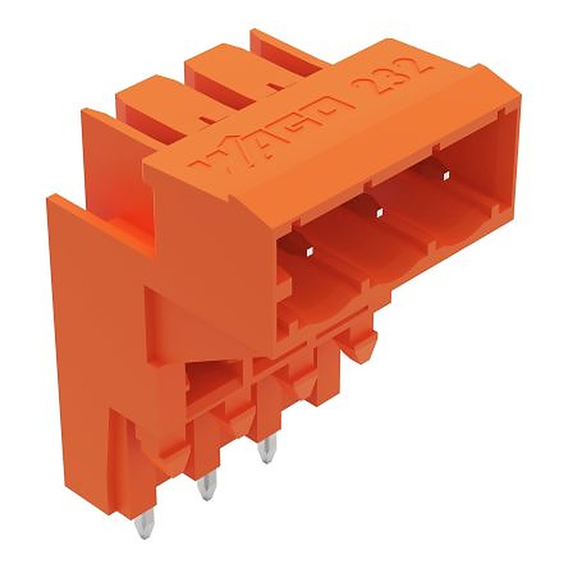 WAGO 232 Series Angled PCB PCB Header, 3 Contact(s), 5.08 mm Pitch, 1 Row, Shrouded