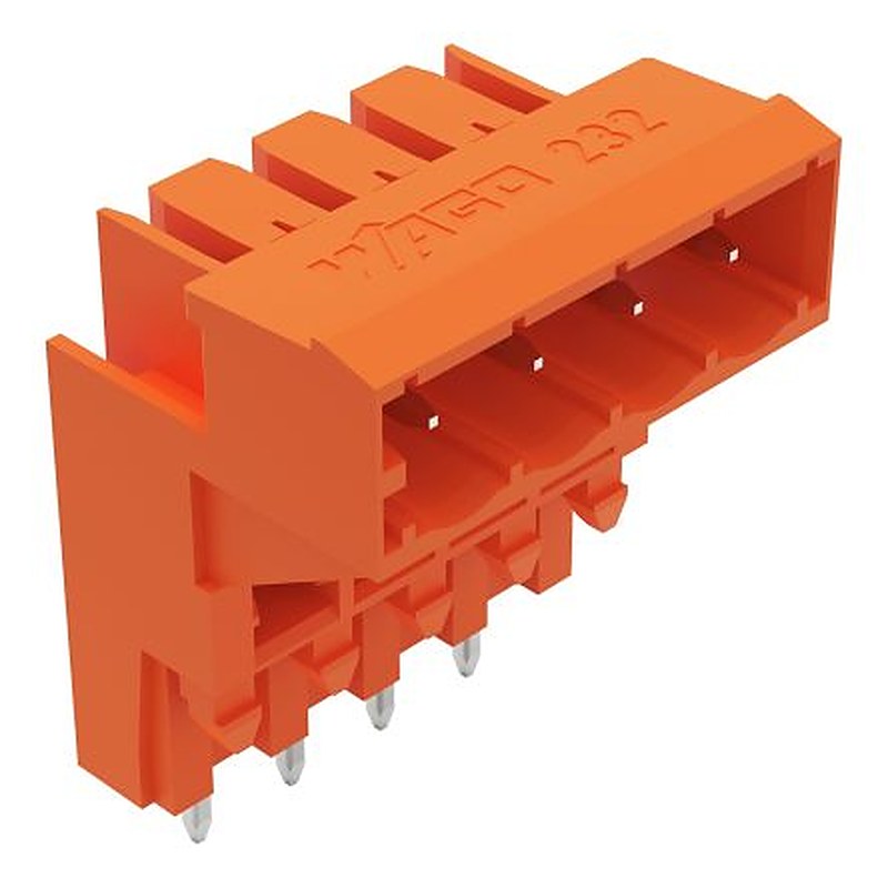 WAGO 232 Series Angled PCB PCB Header, 4 Contact(s), 5.08 mm Pitch, 1 Row, Shrouded