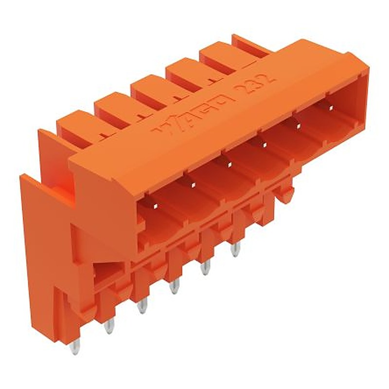 WAGO 232 Series Angled PCB PCB Header, 6 Contact(s), 5.08 mm Pitch, 1 Row, Shrouded