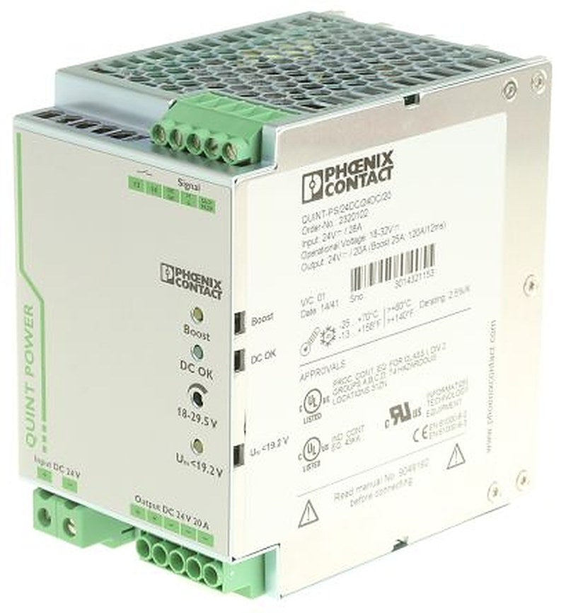 Phoenix Contact QUINT-PS/24DC/24DC/20 DC/DC Converter, 24V dc/ 20 A, 32V dc Input, 24V dc Input, DIN Rail 480 W, 70 °C