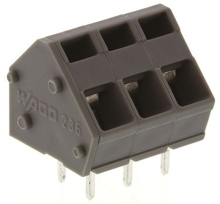 WAGO 236 Series PCB Terminal Block, 3-Contact, 5.08 mm Pitch, 1 Row