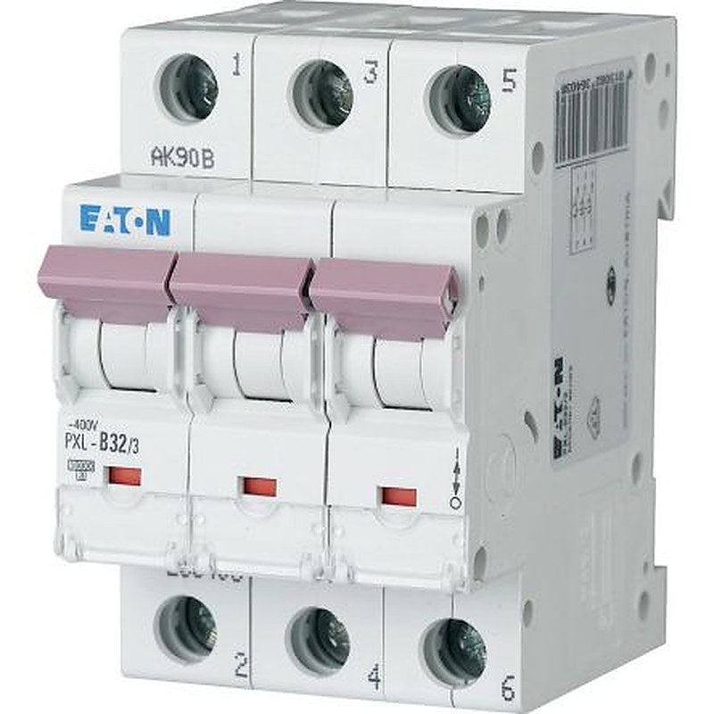 Eaton PXL PXF Miniature Circuit Breaker, 3-Pole, 32A, Type B, 400V ac AC, 10 kA Breaking Capacity