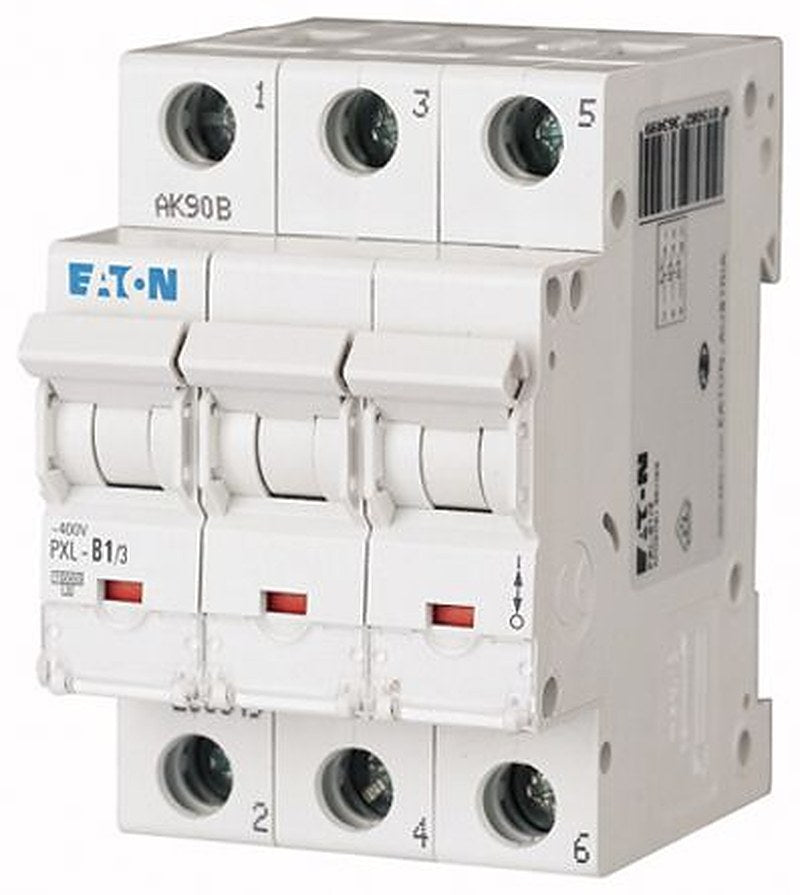 Eaton xPole PXL Miniature Circuit Breaker, 3-Pole, 1A, Type C, 400V ac AC, 48 V dc DC, 10 kA Breaking Capacity