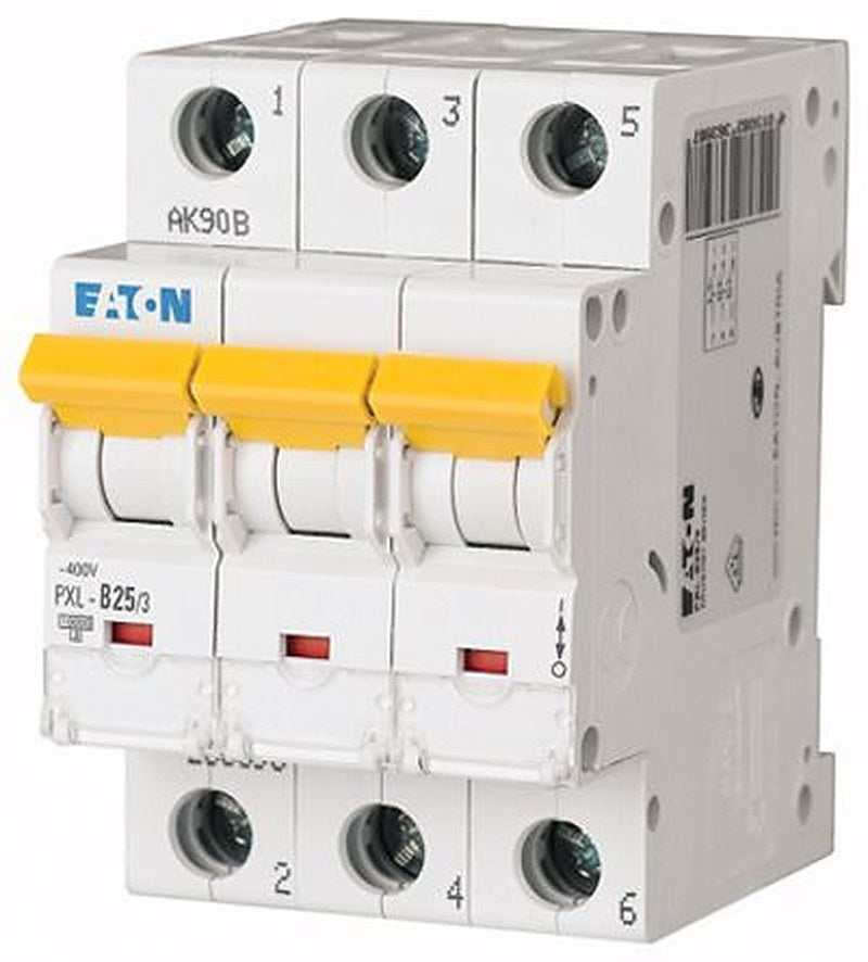 Eaton xPole PXL Miniature Circuit Breaker, 3-Pole, 25A, Type D, 400V ac AC, 48 V dc DC, 10 kA Breaking Capacity