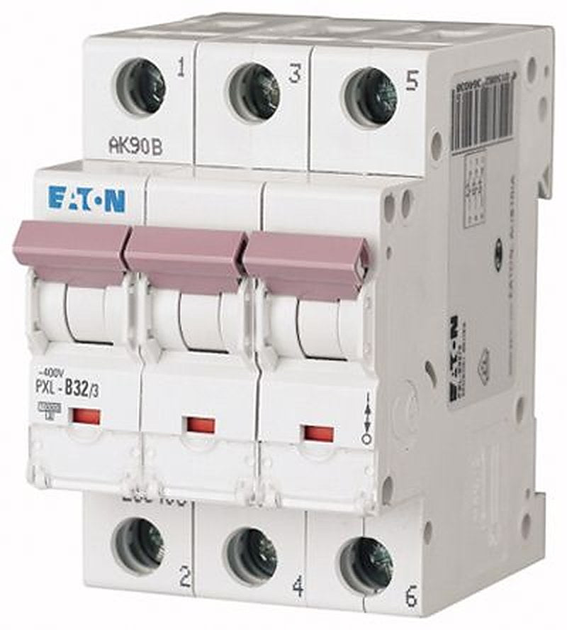 Eaton xPole PXL Miniature Circuit Breaker, 3-Pole, 32A, Type D, 400V ac AC, 48 V dc DC, 10 kA Breaking Capacity