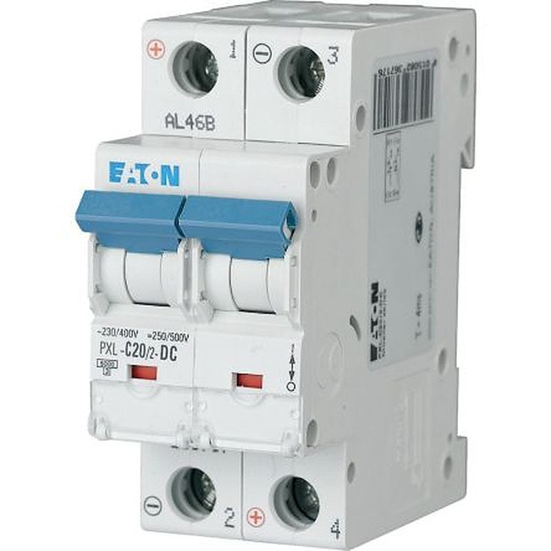 Eaton xPole - PXL PXL Miniature Circuit Breaker, 2-Pole, 20A, Type C, 440V ac AC, 48 V dc DC, 10 kA Breaking Capacity