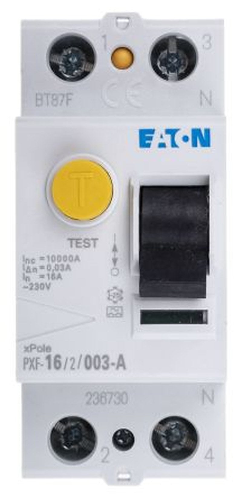 Eaton PXF-A Series Residual Current Circuit Breaker, 16A, 1-Pole, 30 mA, Type A, 500 A 230V ac