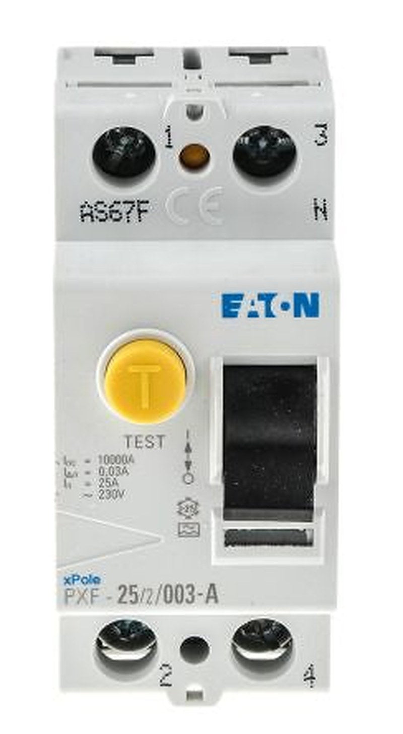 Eaton PXF-A Series Residual Current Circuit Breaker, 25A, 1-Pole, 30 mA, Type A, 500 A 230V ac
