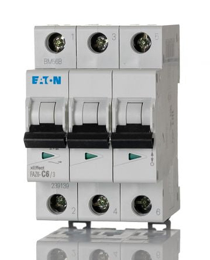 Eaton xEffect xEffect Miniature Circuit Breaker, 3-Pole, 6A, Type C, 400V ac AC, 6 kA Breaking Capacity