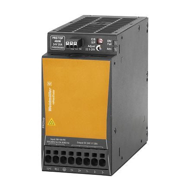 Weidmüller ProTOP Switched Mode DIN Rail Power Supply 340 V dc, 277V ac AC/DC Input 24V dc, 20 A Output DC 480 W