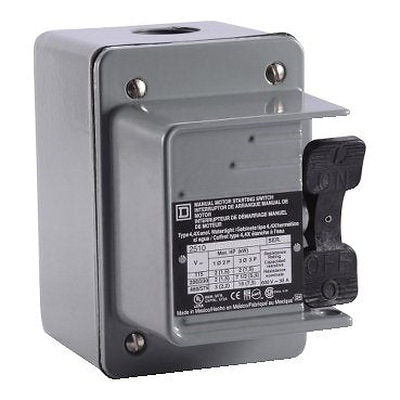 Switch, manual, 30A, 2 pole, 3HP at 575VAC, single phase, toggle operated, red 115VAC indicator, NEMA 4, two conduit (Switch manual) is a Schneider Electric product. Designed for reliable performance and long service life. Available across Iraq — contact us for pricing and delivery options.