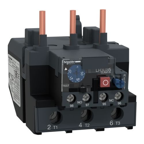 Schneider Electric LR3D3557 LR3D3557 is a TeSys LRD thermal overload relay from Schneider Electric to be used with a TeSys D contactor. It protects motors 22kW@400V thanks to a thermal range 37-50A , a tripping class 20, for use with unbalanced loads. LR3D3557 is a TeSys LRD thermal overload relay from Schneider Electric for direct mounting on TeSys D contactors. With a thermal setting range 37-50A and tripping class 20, it protects unbalanced loads and motors 22kW@400V. It provides manual test & reset butt
