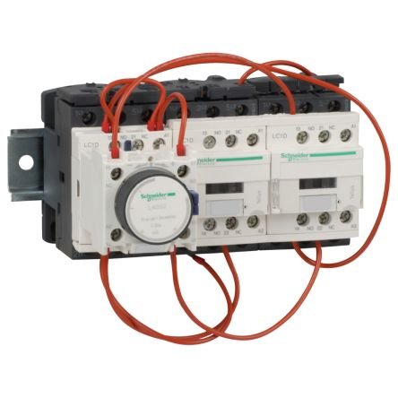 The Schneider Electric star delta starter for motor control has 3 poles. Plate mounting Mechanical interlocking