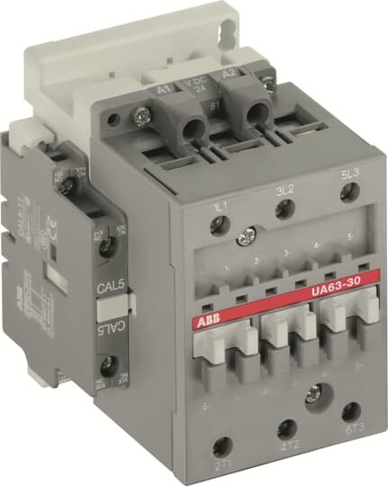 1SBL371022R8811 The ABB contactor with 1 built-in auxiliary contact and screw terminals, managing large control voltage variations, reducing panel energy consumptions and ensuring distinct operations in unstable networks. Furthermore, surge protection is built-in, offering a compact solution. UA contactors have a block type design, can be easily extended with add-on auxiliary contact blocks and an additional wide range of accessories. Close to contactor fitted with thermal O/L relay Screw terminals