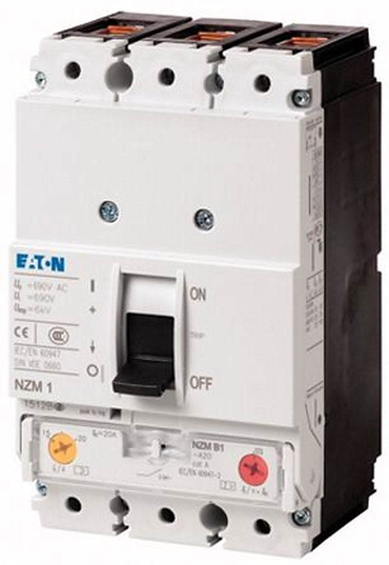 Eaton, xEnergy, NZM1 Molded Case Circuit Breaker 3-Pole 40A, Breaking Capacity 25 kA, DIN Rail