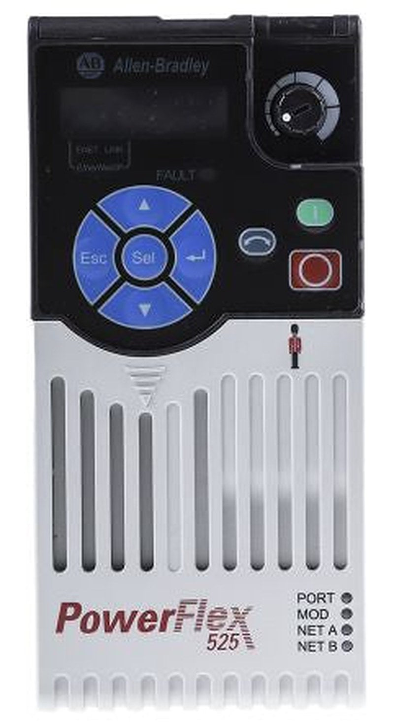Allen Bradley Inverter Drive, 0.75 kW, 3 Phase, PowerFlex 525 Series 528V 2.3 A