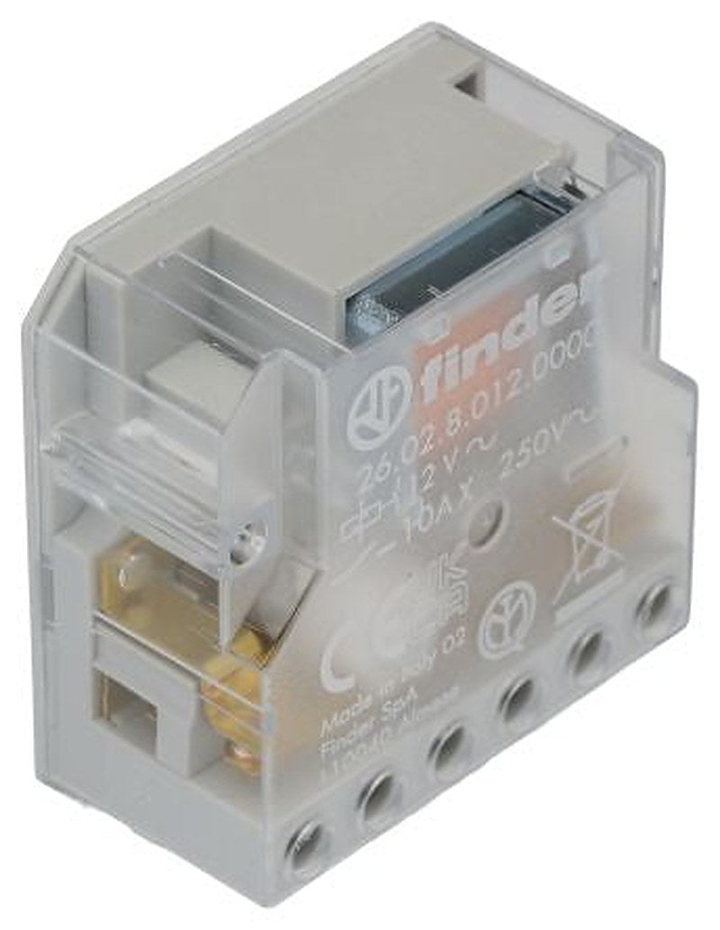Finder Panel Non-Latching Relay, 12V ac Coil, 10A Switching Current, DPST