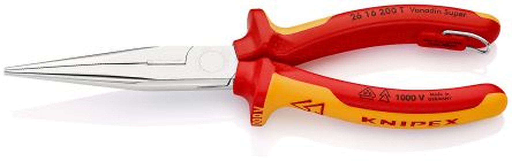 Knipex 1-Piece Long Nose Plier Round, 200mm Overall VDE/1000V Approved, 73mm Jaw