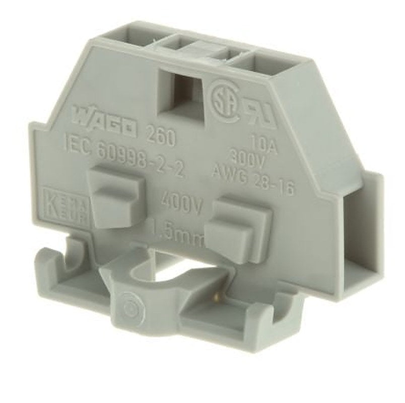 WAGO 260-301 260 Series Modular Terminal Block Grey, 1.5mm², 1-Level, Cage Clamp