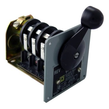 Switch, reversing drum, 2 HP at 230 VAC single phase, 2 HP at 575 VAC polyphase, handle operated, NEMA 13 flush (Switch reversing drum) is a Schneider Electric product. Designed for reliable performance and long service life. Available across Iraq — contact us for pricing and delivery options.