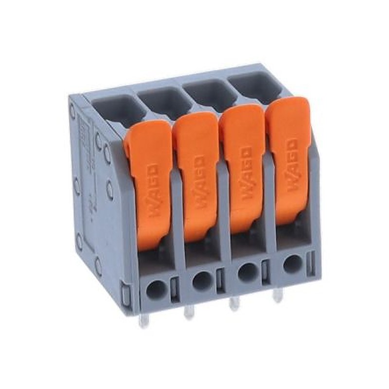 WAGO 2604 Series PCB Terminal, 4-Contact, 5 mm Pitch, 1 Row, 2604-3104